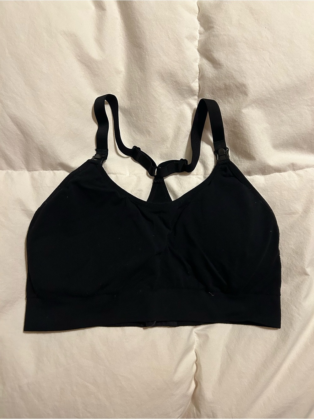 Seamless Black Comfort Nursing Bra with Front Clips